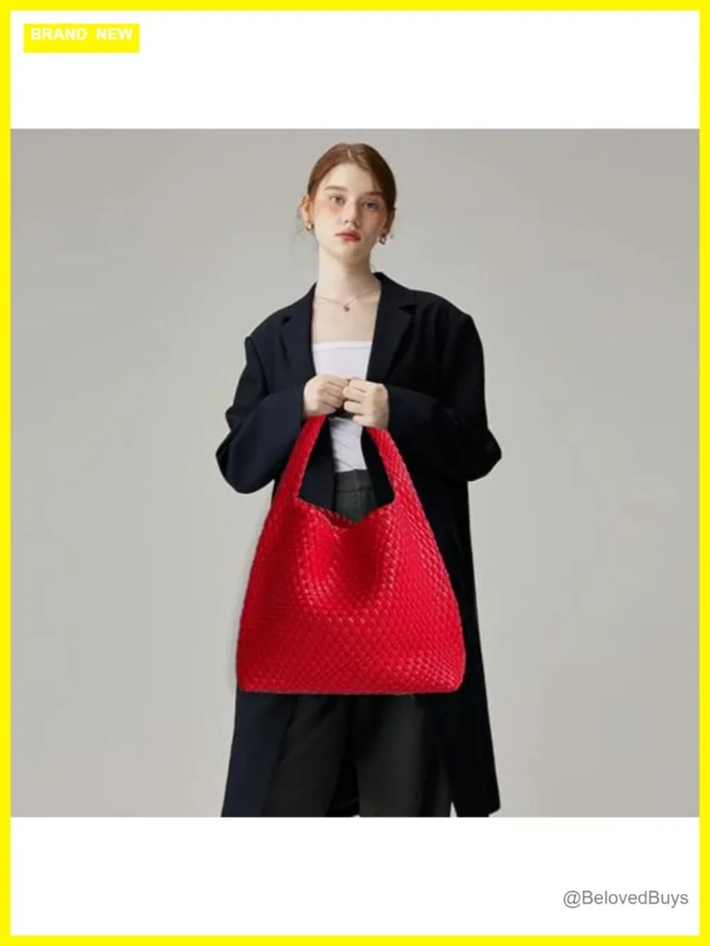 Woven Vegan Leather Hobo Tote Shoulder Bag with Purse